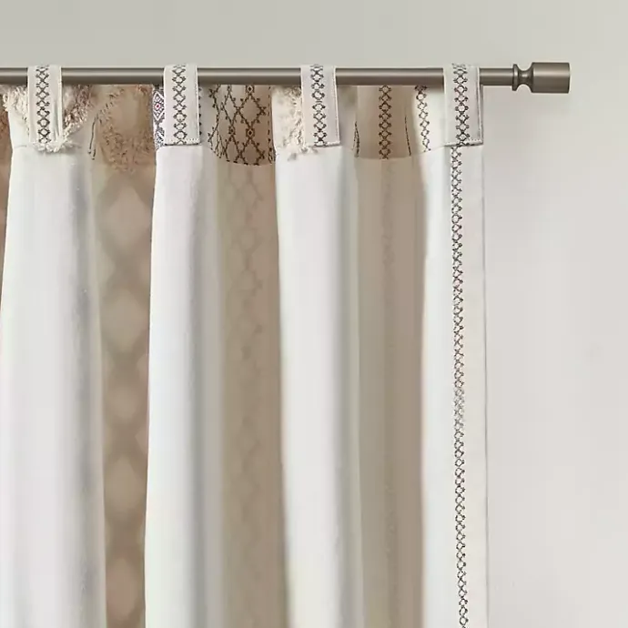 Online Kirklands Home Imani Cream Chenille Stripe Curtain Panel, 84 in. Ivory