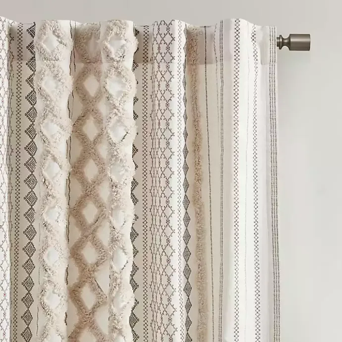 Online Kirklands Home Imani Cream Chenille Stripe Curtain Panel, 95 in. Ivory