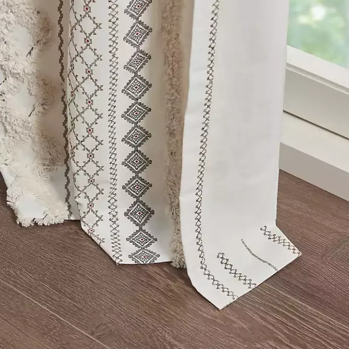 Online Kirklands Home Imani Cream Chenille Stripe Curtain Panel, 95 in. Ivory