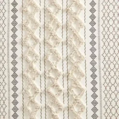 Online Kirklands Home Imani Cream Chenille Stripe Curtain Panel, 95 in. Ivory