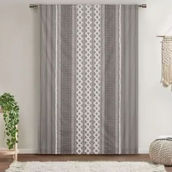 Outlet Kirklands Home Imani Chenille Stripe Curtain Panel, 95 in. Gray