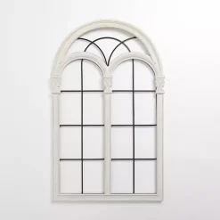 Kirklands Home Imogen White Arched Windowpane Wall Plaque