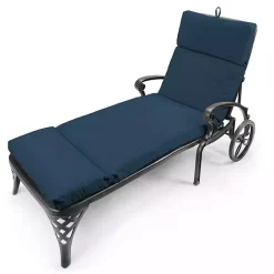 Kirklands Home Indigo Canvas French Edge Outdoor Chaise Cushion Blue
