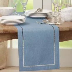 Discount Kirklands Home Indigo Hemstitch Border Table Runner Blue