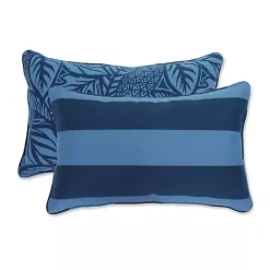 New Kirklands Home Indigo Island Reversible Outdoor Lumbar Pillow Blue