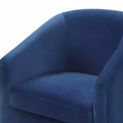 Clearance Kirklands Home Indigo Velvet Swivel Barrel Accent Chair Blue