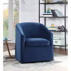 Clearance Kirklands Home Indigo Velvet Swivel Barrel Accent Chair Blue