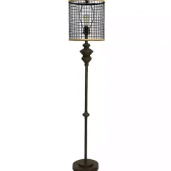 Discount Kirklands Home Industrial Edison Bulb Metal Mesh Shade Floor Lamp Black