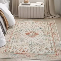 Kirklands Home Irsia White Traditional Area Rug, 5x7