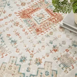 Kirklands Home Irsia White Traditional Area Rug, 5x7