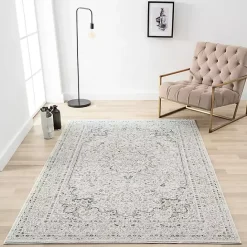 Discount Kirklands Home Isabella Gray and Ivory Area Rug, 5x7