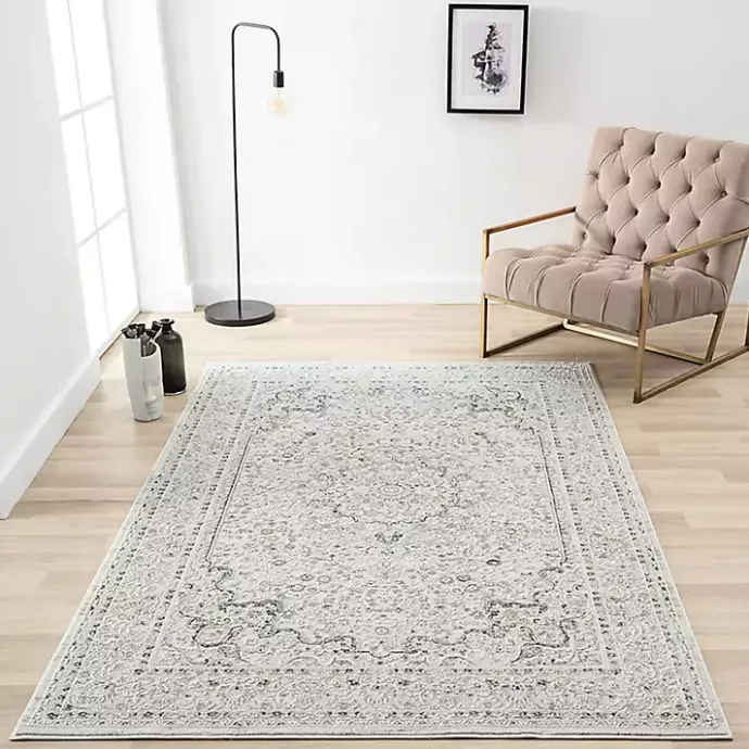 Discount Kirklands Home Isabella Gray and Ivory Area Rug, 5x7