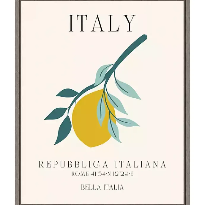 Hot Kirklands Home Italy Lemon Poster Framed Canvas Art Print