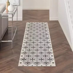 Clearance Kirklands Home Ivory & Black Quatrefoil Indoor/Outdoor Runner