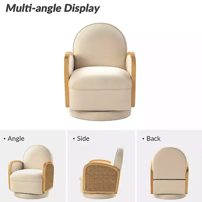 Sale Kirklands Home & Natural Rattan Swivel Accent Chair Ivory
