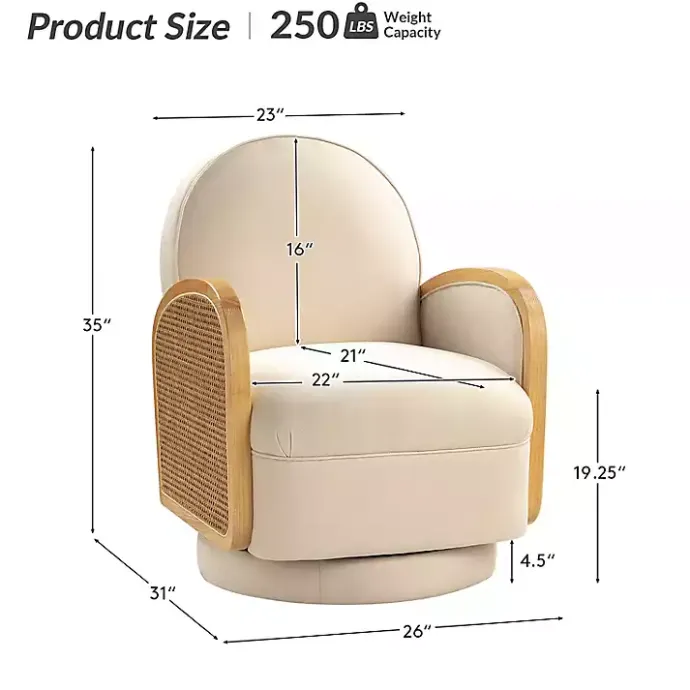 Sale Kirklands Home & Natural Rattan Swivel Accent Chair Ivory