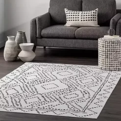 Outlet Kirklands Home Ivory and Black Diamond Washable Area Rug, 4x6