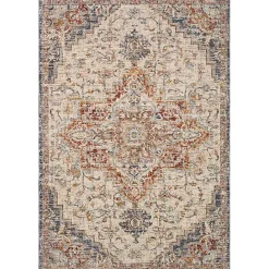 Hot Kirklands Home Ivory and Blue Bergamo Area Rug, 5x7