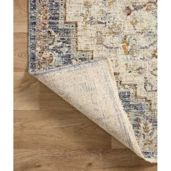 Hot Kirklands Home Ivory and Blue Bergamo Area Rug, 5x7
