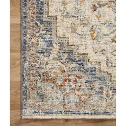 New Kirklands Home Ivory and Blue Bergamo Area Rug, 7x10
