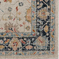 Sale Kirklands Home Ivory and Blue Traditional Floral Area Rug, 5x7