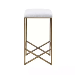 New Kirklands Home Ivory and Gold Backless Counter Stool White
