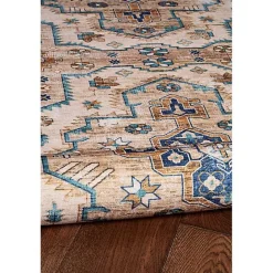 Clearance Kirklands Home Ivory and Gold Julian Washable Area Rug, 5x7