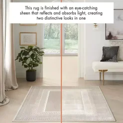 Hot Kirklands Home Ivory and Gold Modern Glam Area Rug, 7x9