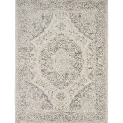 Discount Kirklands Home Ivory and Gray Oushak Medallion Area Rug, 5x7