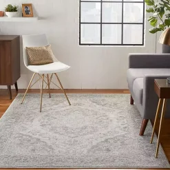 Discount Kirklands Home Ivory and Gray Oushak Medallion Area Rug, 5x7