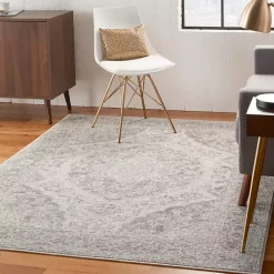 Online Kirklands Home Ivory and Gray Oushak Medallion Area Rug, 6x9