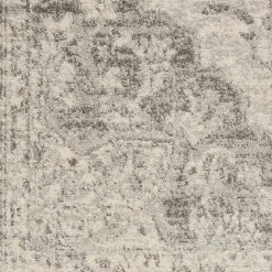 Kirklands Home Ivory and Gray Oushak Medallion Area Rug, 7x10