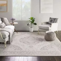 Online Kirklands Home Ivory and Gray Oushak Medallion Area Rug, 8x10