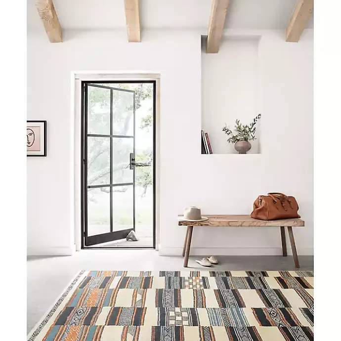 Best Kirklands Home Ivory and colored Tribal Outdoor Rug, 5x7 Multi