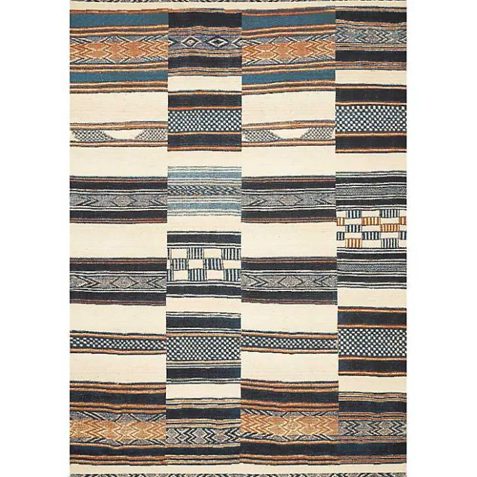 Hot Kirklands Home Ivory and Multicolored Tribal Outdoor Rug, 6x9