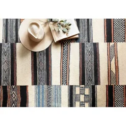 Hot Kirklands Home Ivory and Multicolored Tribal Outdoor Rug, 6x9