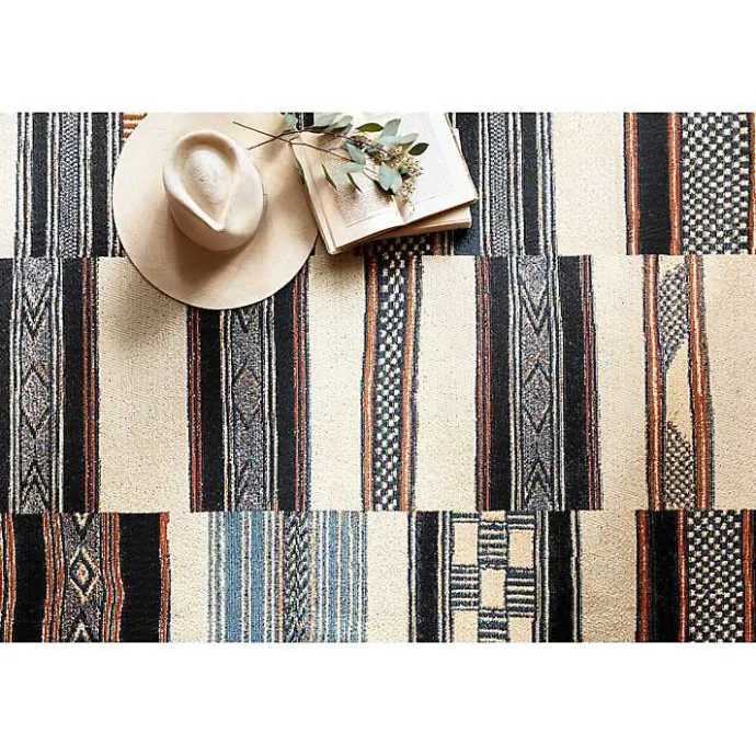 Hot Kirklands Home Ivory and Multicolored Tribal Outdoor Rug, 6x9