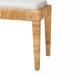 Sale Kirklands Home and Natural Woven Rattan Bench Ivory