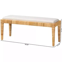 Sale Kirklands Home and Natural Woven Rattan Bench Ivory
