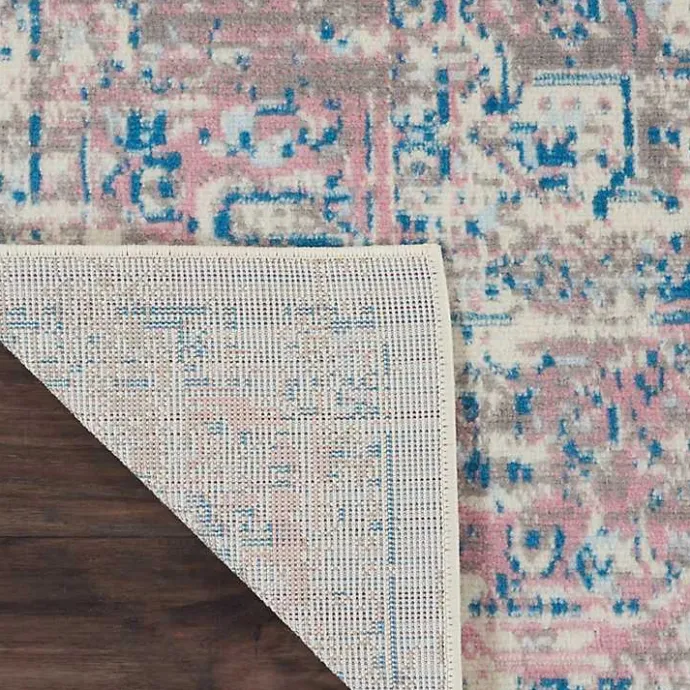 Kirklands Home Ivory and Pink Central Medallion Area Rug, 7x9