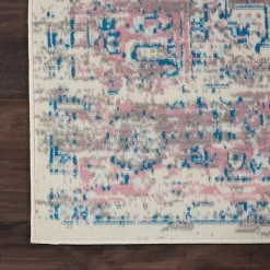 Kirklands Home Ivory and Pink Central Medallion Area Rug, 7x9