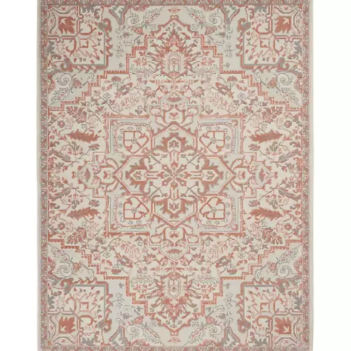 Sale Kirklands Home Ivory and Rose Floral Medallion Area Rug, 5x7