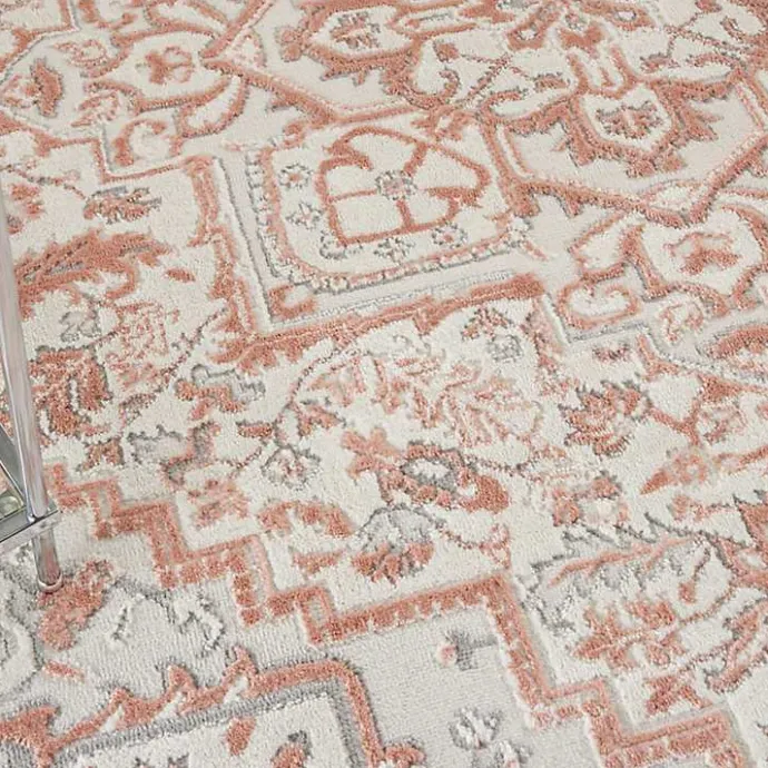 Sale Kirklands Home Ivory and Rose Floral Medallion Area Rug, 5x7