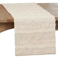 Discount Kirklands Home Ivory and Sand Textured Stripe Table Runner