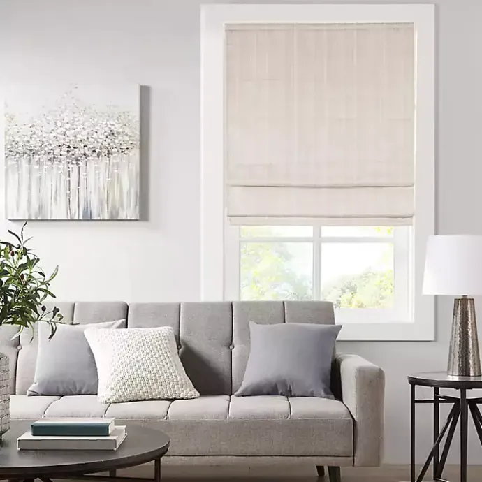 Discount Kirklands Home Basketweave Cordless Roman Shade, 33 in. Ivory