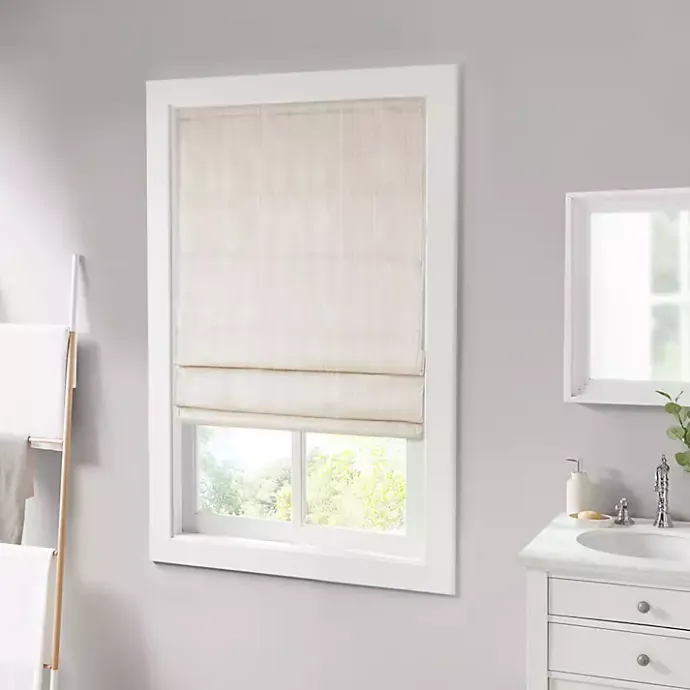 Discount Kirklands Home Basketweave Cordless Roman Shade, 33 in. Ivory