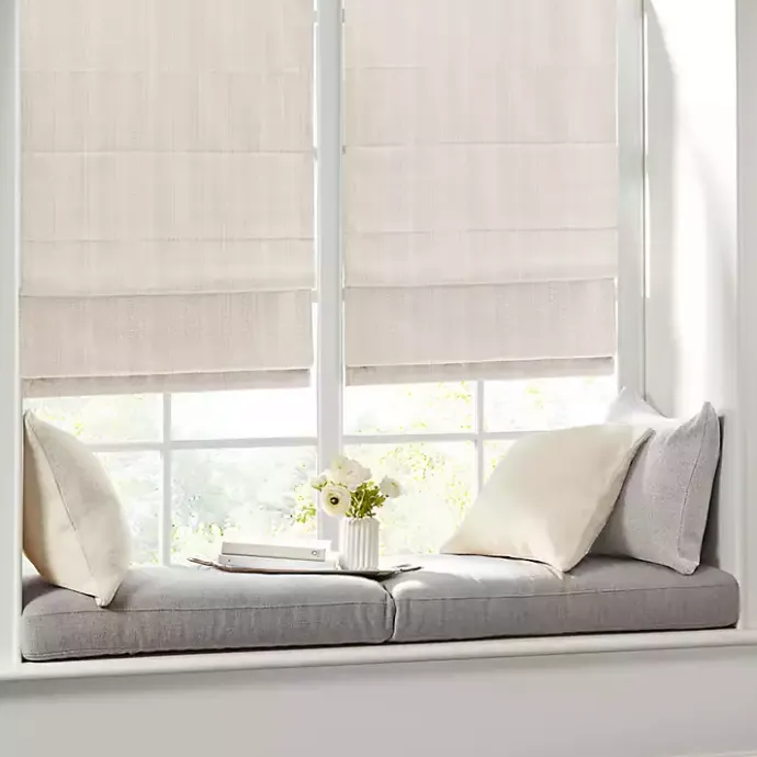 Discount Kirklands Home Basketweave Cordless Roman Shade, 33 in. Ivory
