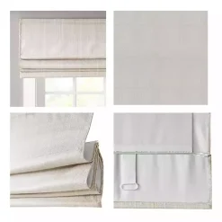 Discount Kirklands Home Basketweave Cordless Roman Shade, 33 in. Ivory
