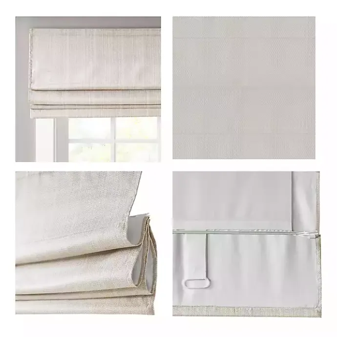 Discount Kirklands Home Basketweave Cordless Roman Shade, 33 in. Ivory