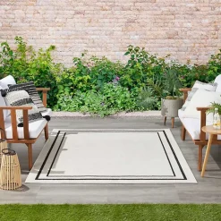 Clearance Kirklands Home Bordered Indoor/Outdoor Area Rug, 5x7 Ivory